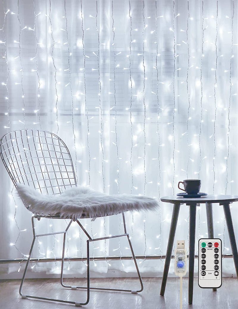 Suddus Curtain Lights for Bedroom, 200 Led Hanging String Lights Outdoor Waterproof, Fairy Curtain Lights for Backdrop, Window, Wall, Wedding, Party, Garden, Porch, Brithday Decorations Warm White Home & Garden > Lighting > Light Ropes & Strings SUDDUS White 200 LED 