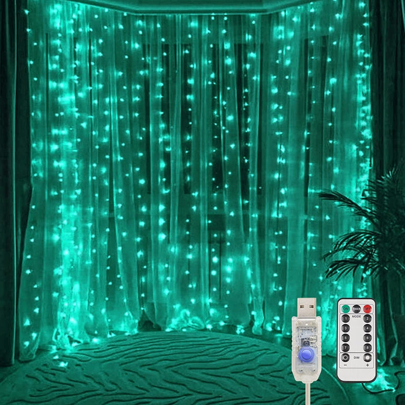 Suddus Curtain Lights for Bedroom, 200 Led Hanging String Lights Outdoor Waterproof, Fairy Curtain Lights for Backdrop, Window, Wall, Wedding, Party, Garden, Porch, Brithday Decorations Warm White Home & Garden > Lighting > Light Ropes & Strings SUDDUS Teal 200 LED 
