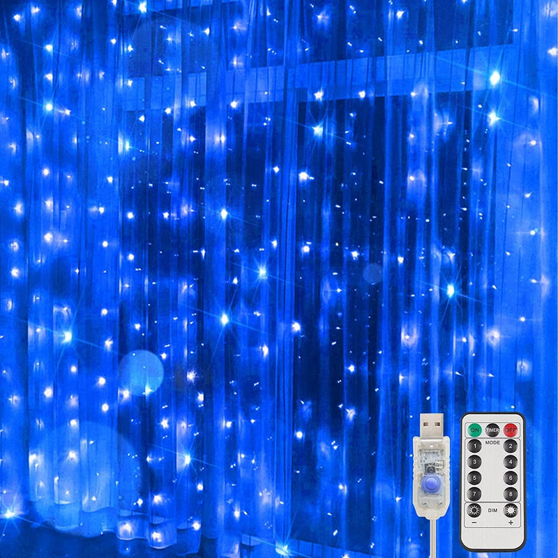Suddus Curtain Lights for Bedroom, 200 Led Hanging String Lights Outdoor Waterproof, Fairy Curtain Lights for Backdrop, Window, Wall, Wedding, Party, Garden, Porch, Brithday Decorations Warm White Home & Garden > Lighting > Light Ropes & Strings SUDDUS Blue 200LED 