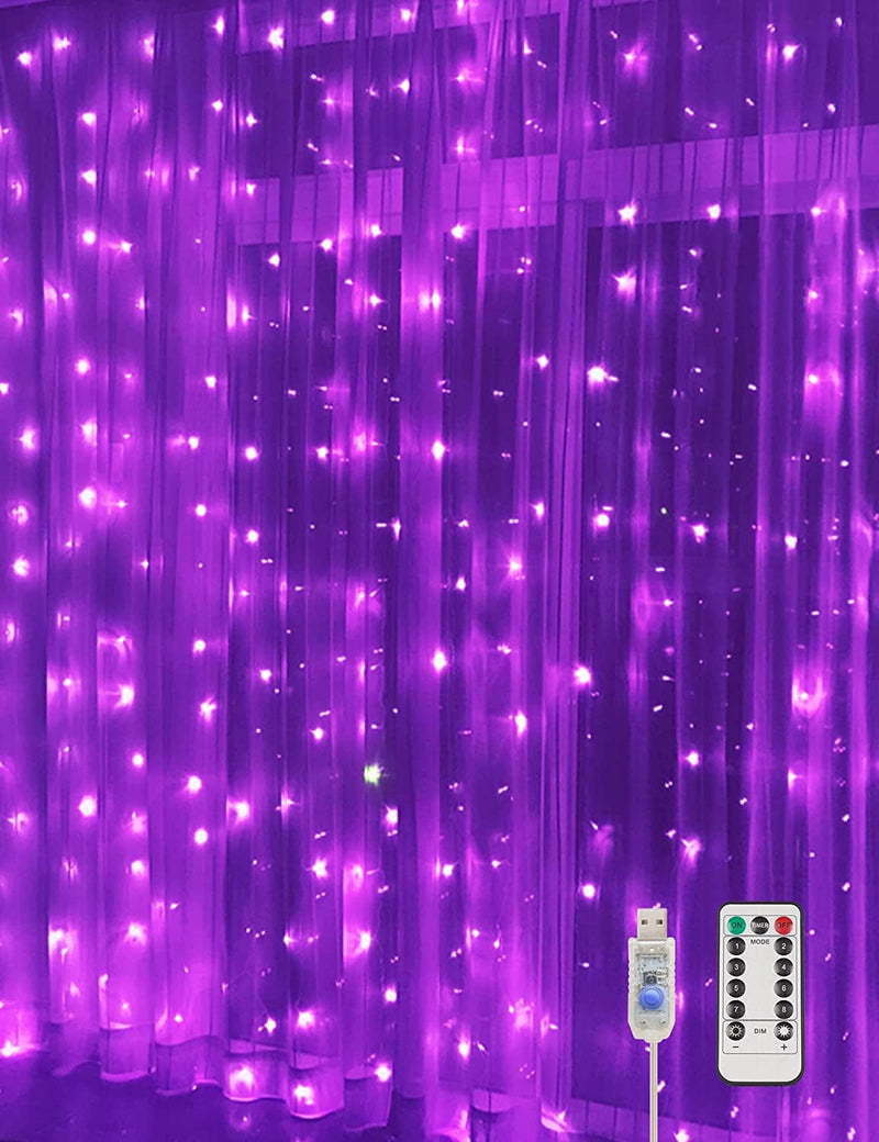 Suddus Curtain Lights for Bedroom, 200 Led Hanging String Lights Outdoor Waterproof, Fairy Curtain Lights for Backdrop, Window, Wall, Wedding, Party, Garden, Porch, Brithday Decorations Warm White Home & Garden > Lighting > Light Ropes & Strings SUDDUS Purple 200 LED 