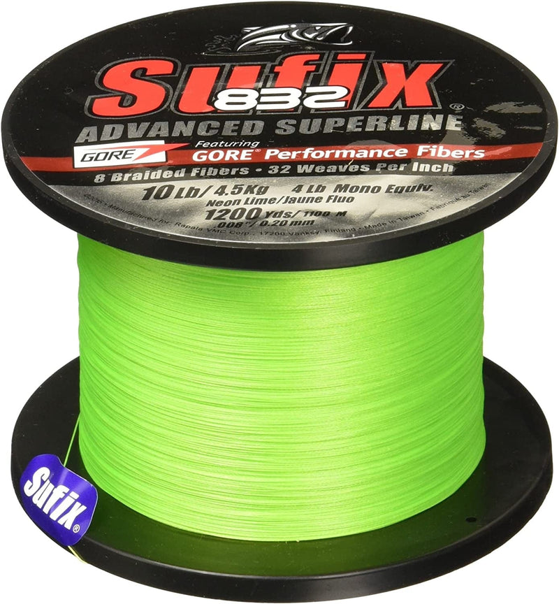 Sufix 832 Braid Line-1200 Yards (Neon Lime, 10-Pound)