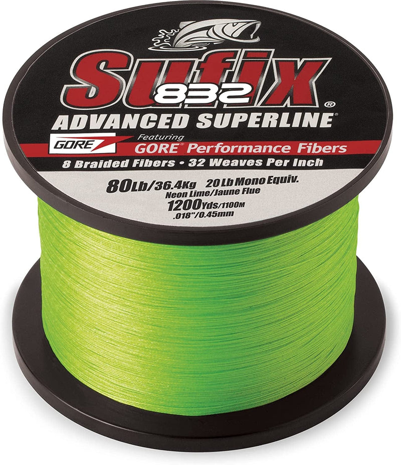 Sufix 832 Braid Line-1200 Yards (Neon Lime, 80-Pound) Sporting Goods > Outdoor Recreation > Fishing > Fishing Lines & Leaders Rapala   
