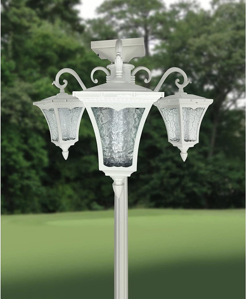 Sun-Ray 312011 Vittoria Three Head Solar Lamp Post and Planter, 7 Ft, White Home & Garden > Lighting > Lamps J&J Global   