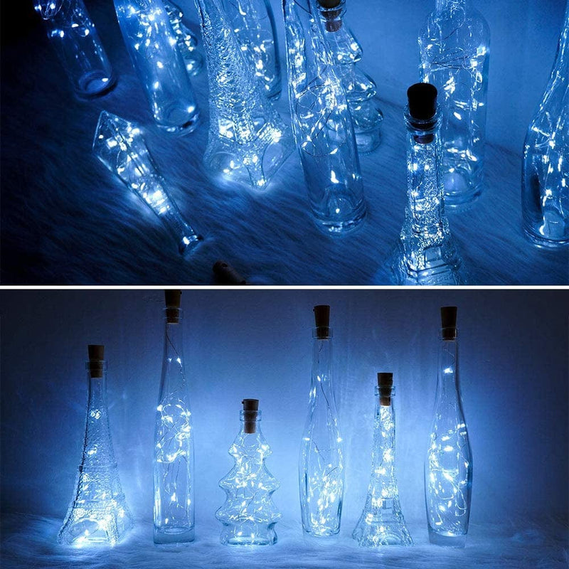 Sunkite Wine Bottle String Lights with Cork,18 Pack 20 LED 2M Battery Operated Mini Silver Copper Wire Fairy Lights for DIY Party Wedding Table Centerpieces Decor (Cool White) Home & Garden > Lighting > Light Ropes & Strings SunKite   