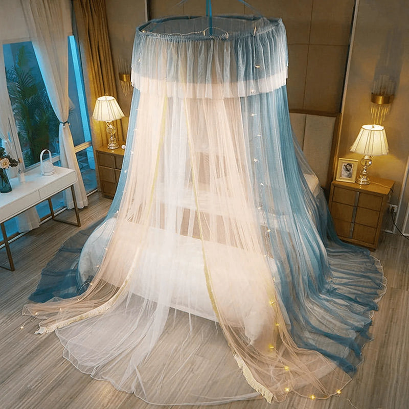 Sunnylisa Canopy Bed Curtains - Canopy Netting for Bed，Double Layer Mesh Sheer Bed Canopy for Girls and Women with Warm White Star Lights,Hook up Curtains for Crib Twin Full Queen King Size Bed Sporting Goods > Outdoor Recreation > Camping & Hiking > Mosquito Nets & Insect Screens SunnyLisa   