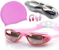 Sunshineface Swimming Goggles Cap Set Waterproof Ear Plugs with Adjustable Strap Protection Lens for Adults Sporting Goods > Outdoor Recreation > Boating & Water Sports > Swimming SunshineFace Pink  
