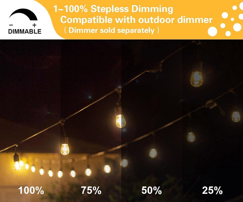 SUNTHIN 2 Pack 48FT Outdoor String Lights,Hanging Incandescent String Lights Commercial Grade Waterproof Patio Light outside with Dimmable Connectable Edison Glass Bulbs for Bistro,Party,Holiday Decor Home & Garden > Lighting > Light Ropes & Strings SUNTHIN   
