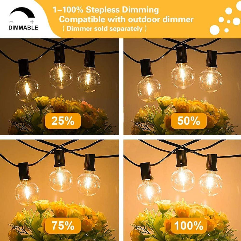 SUNTHIN Globe Outdoor String Lights, 27FT Patio Lights with 14 G40 Shatterproof LED Bulbs(1 Spare), Waterproof Hanging Lights String for outside Backyard, Porch, Deck, Party, Garden