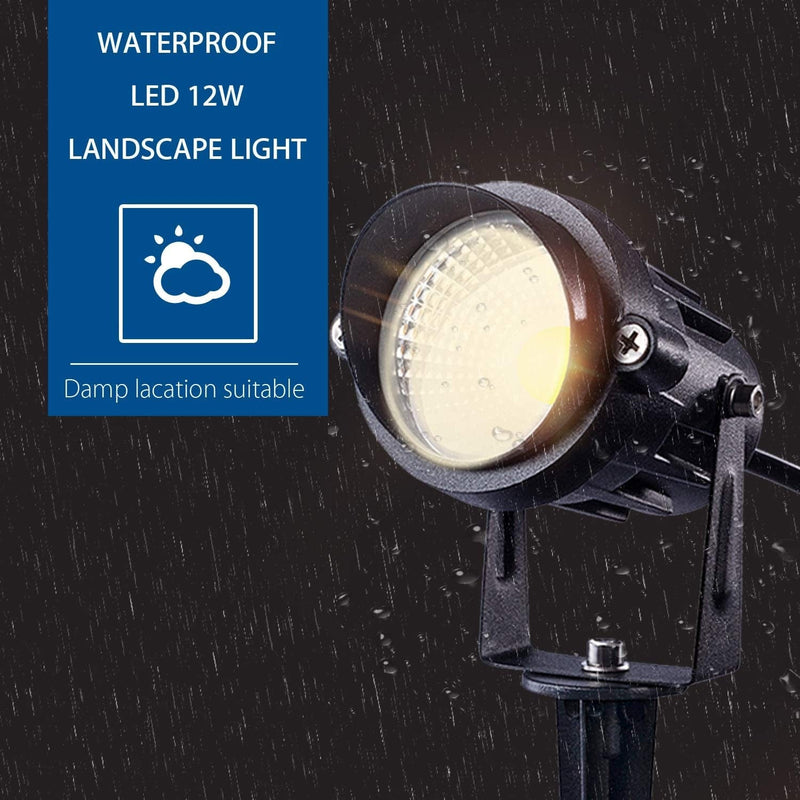 SUNVIE 12W LED Landscape Lights Low Voltage (AC/DC 12V) Waterproof Garden Pathway Lights Super Warm White (900LM) Walls Trees Flags Outdoor Spotlights with Spike Stand (8 Pack) Home & Garden > Lighting > Flood & Spot Lights SUNVIE-Fac   