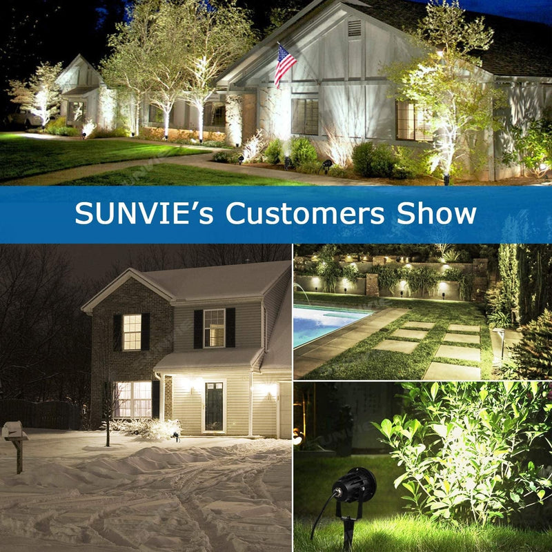SUNVIE 12W Low Voltage Landscape Lighting (AC/DC 12V) Waterproof Landscape Lights Ultra Warm Pathway Walls Trees Flags Outdoor Spotlights with Spike Stand (2 Pack) Home & Garden > Pool & Spa > Pool & Spa Accessories SUNVIE   
