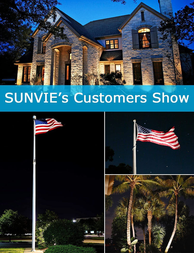 SUNVIE 30W Spot Lights Outdoor LED Spotlight 120V 3000LM Ultra Bright Flag Pole Light with Metal Stake, Warm White Flood Light Landscape Lighting for Yard Flag Tree Garden, 6 FT Cord with Plug, 2 Pack Home & Garden > Lighting > Flood & Spot Lights SUNVIE   