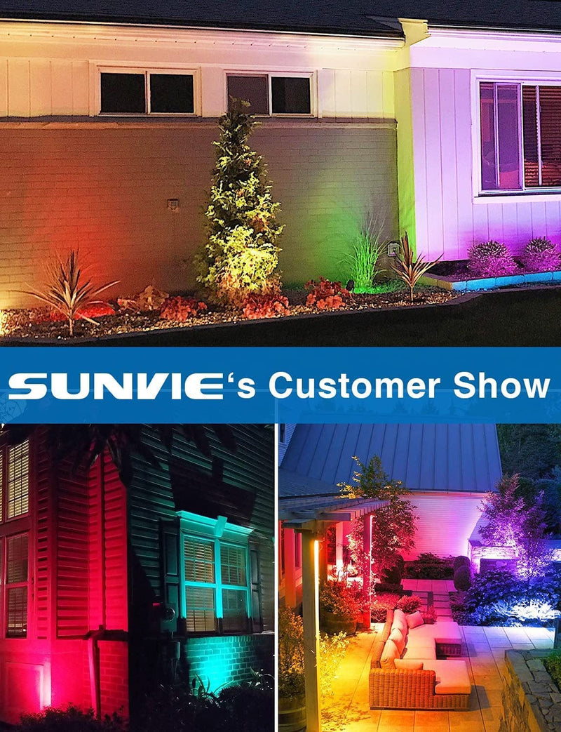 SUNVIE RGB Outdoor LED Spotlight 12W Color Changing Landscape Lights with Remote Control 120V RGB Landscape Lighting Waterproof Spot Lights Outdoor for Yard Garden Patio Lawn Decorative, 4 Pack Home & Garden > Lighting > Flood & Spot Lights SUNVIE   