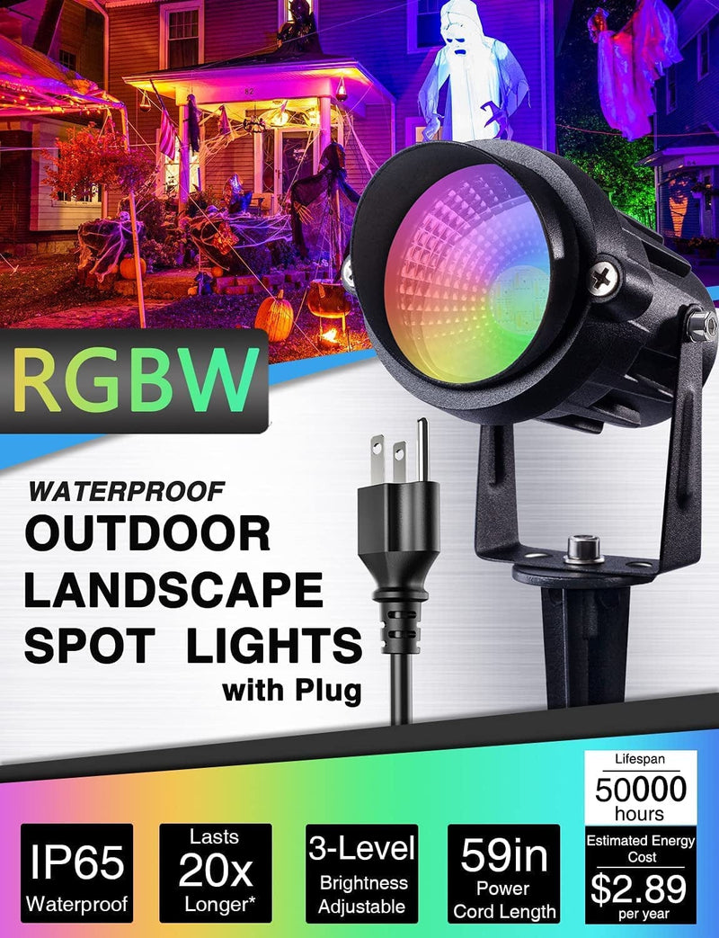 SUNVIE RGB Outdoor Spotlight 12W LED Color Changing Landscape Lights with Remote Control 120V Landscape Lighting Waterproof Spot Lights Outdoor for Yard Garden Patio Lawn Decorative, 2 Pack