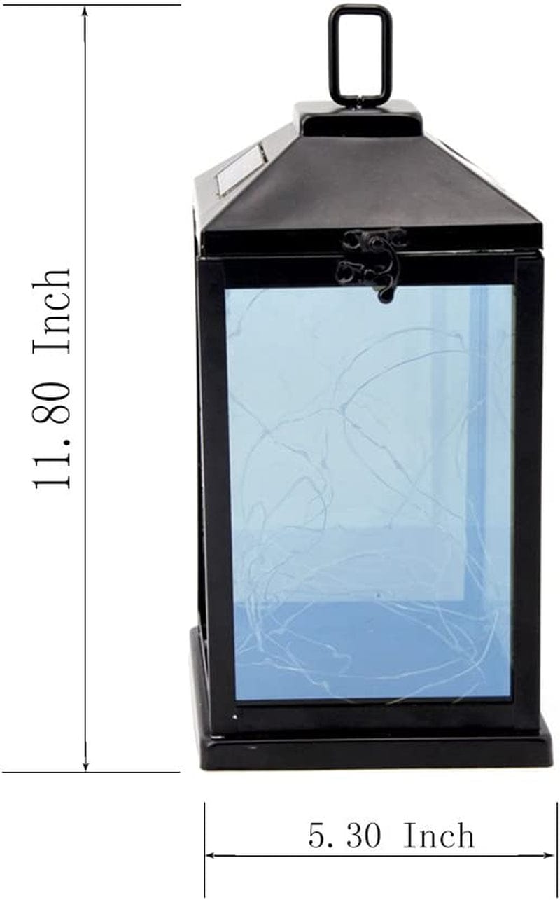 SUNWIND Solar Lantern Lights Metal with 30 Warm White Leds Fairy String Lights Outdoor Decorative Table Lamp (Black-11.4" H)
