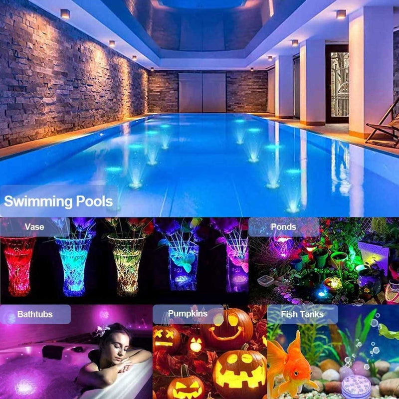 Sunyel Submersible LED Pool Lights with Magnets and Suction Cups, Battery Operated Color Changing LED Underwater Light Waterproof with Remote (2 Packs) Home & Garden > Pool & Spa > Pool & Spa Accessories Sunyel   