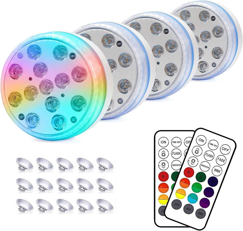 Sunyel Submersible LED Pool Lights with Magnets and Suction Cups, Battery Operated Color Changing LED Underwater Light Waterproof with Remote (2 Packs) Home & Garden > Pool & Spa > Pool & Spa Accessories Sunyel 4P Pro  