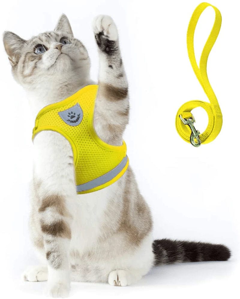 Supet Cat Harness and Leash Set for Walking Cat and Small Dog Harness Soft Mesh Puppy Harness Adjustable Cat Vest Harness with Reflective Strap Comfort Fit for Pet Kitten Puppy Rabbit Animals & Pet Supplies > Pet Supplies > Cat Supplies > Cat Apparel Supet Yellow Small (Chest: 11" - 13") 