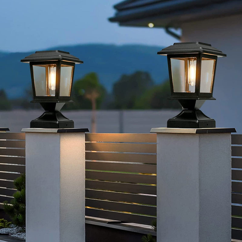 Suponar Metal Solar Post Lights Outdoor, Fence Post Lights Solar Powered Waterproof, Solar Post Cap Lights 4X4 Lamp Lighting for Railing Deck Garden Decor, 2 Pack(5.5X5.5X8.4 Inch) Home & Garden > Lighting > Lamps Suponar   