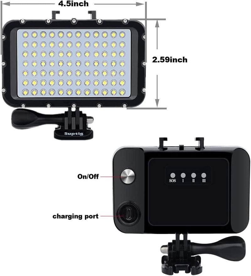 Suptig Underwater Lights Dive Light 84 LED High Power Dimmable Waterproof LED Video Light Waterproof 164Ft(50M) for Gopro Canon Nikon Pentax Panasonic Sony Samsung SLR Cameras Home & Garden > Pool & Spa > Pool & Spa Accessories Suptig   