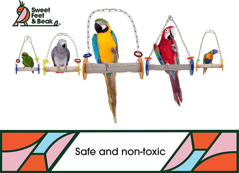 Sweet Feet and Beak Roll Bird Swing - Pumice Perch Bird Toys Trims Nails and Beaks, Safe and Non-Toxic Bird Cage Accessories for Small and Large Birds, Swinging Toys Birds Will Love, Medium 9 Inches Animals & Pet Supplies > Pet Supplies > Bird Supplies > Bird Cages & Stands Sweet Feet and Beak   