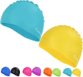 Swim Cap, 2 Pack Durable Silicone Swimming Caps for Kids Girls Boys Youths (Age 2-12), Soft 3D Ergonomic Waterproof Kids Swim Caps, Comfortable Fit for Long Hair and Short Hair Sporting Goods > Outdoor Recreation > Boating & Water Sports > Swimming > Swim Caps Careula Yellow & Aqua Large(Age 9-12) 