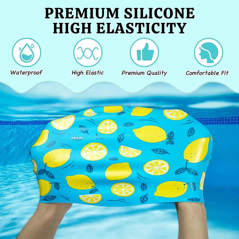 Swim Cap for Long/Short Hair, Adult/Kids Fashion Cute Design Printed Swimming Caps, Waterproof Silicone Bathing Shower Cap for Men Women Boys Girls, High Elastic Swim Hat with Ear Plugs Nose Clip Sporting Goods > Outdoor Recreation > Boating & Water Sports > Swimming > Swim Caps Huizhou Born Sporting Goods Co.,Ltd.   