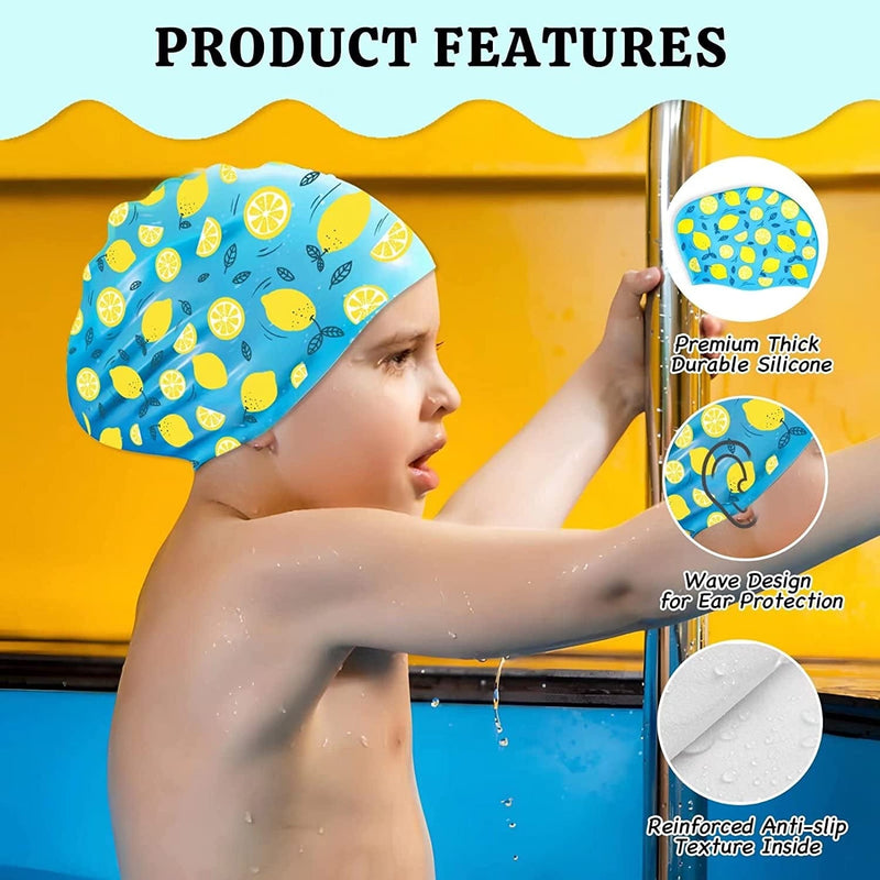 Swim Cap for Long/Short Hair, Adult/Kids Fashion Cute Design Printed Swimming Caps, Waterproof Silicone Bathing Shower Cap for Men Women Boys Girls, High Elastic Swim Hat with Ear Plugs Nose Clip Sporting Goods > Outdoor Recreation > Boating & Water Sports > Swimming > Swim Caps Huizhou Born Sporting Goods Co.,Ltd.   