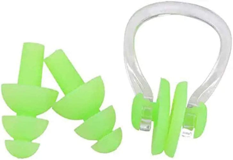 Swimming Ear Plugs Nose Clips, 2 Pairs Professional Waterproof Reusable Silicone Earplugs Nose Clips Nose Protector for Swimming Showering Surfing Snorkeling and Other Adults Water Sports (Green) Sporting Goods > Outdoor Recreation > Boating & Water Sports > Swimming CYCTECH   