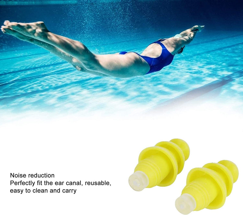 Swimming Earplug, Ear Plugs for Swimming Noise Cancelling Earplugs Reusable Silicone Earplugs for Swimming Showering, Sleeping(Yellow+Pp Box) Sporting Goods > Outdoor Recreation > Boating & Water Sports > Swimming SONK   