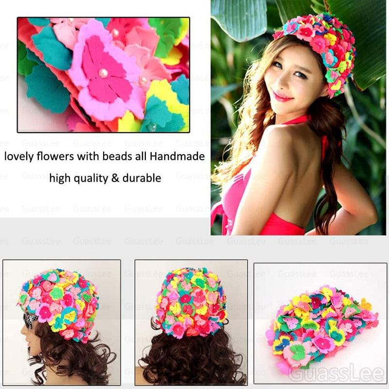 Swimming Hat Floral Petal Retro Style Flower Bathing Cap for Women Sporting Goods > Outdoor Recreation > Boating & Water Sports > Swimming > Swim Caps swim cap mixed color   