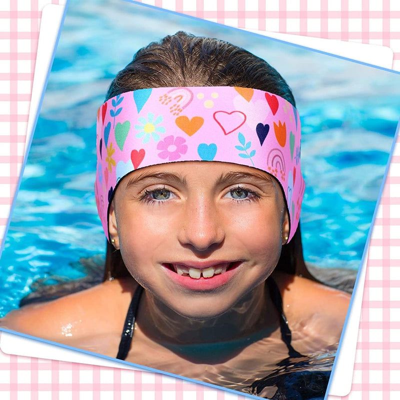 Swimming Headband for Kids, 4 Pieces Adjustable Swimming Ear Band Waterproof Swim Headband with 2 Pairs Swimming Earplugs to Keep Water Out for Surfing(Lovely Style) Sporting Goods > Outdoor Recreation > Boating & Water Sports > Swimming Maitys   