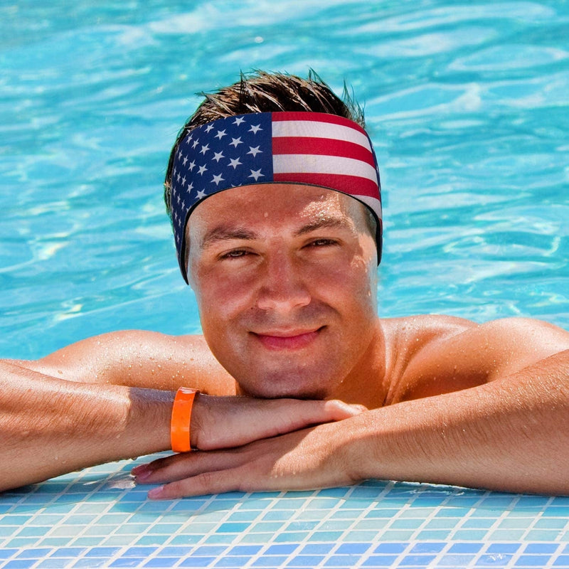 Swimming Headband with Earplugs for Adults by Will & Fox | Helps Prevent Swimmers Ear | Non-Slip Grip | Adjustable Ear Band | Fits Kids 10+ to Adults Sporting Goods > Outdoor Recreation > Boating & Water Sports > Swimming Will & Fox ~Australia USA FLAG  