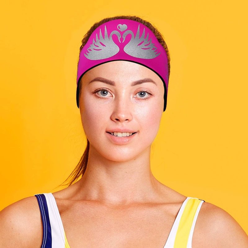 Swimming Headband with Earplugs for Kids, Babies & Toddlers | Helps Prevent Swimmers Ear | Non-Slip Grip | Adjustable Ear Band | Fits Kids 3 Months to 10 Years Sporting Goods > Outdoor Recreation > Boating & Water Sports > Swimming Will & Fox Swan Pink - Small - 3-18 months  