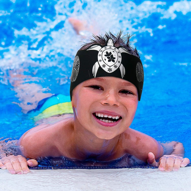 Swimming Headband with Earplugs for Kids, Babies & Toddlers | Helps Prevent Swimmers Ear | Non-Slip Grip | Adjustable Ear Band | Fits Kids 3 Months to 10 Years Sporting Goods > Outdoor Recreation > Boating & Water Sports > Swimming Will & Fox Black Turtle (3-18 Months)  