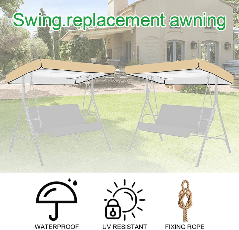 Swing Replacement Canopy Cover, Waterproof Outdoor Patio Swing Canopy Replacement, Replacement Canopy for Swing Hammock Protector Furniture Dustproof Cover, Outdoor Sunproof Cover (Beige) Home & Garden > Lawn & Garden > Outdoor Living > Porch Swings Broadsheet   