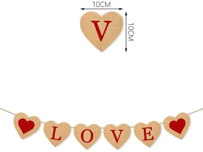 SWYOUN Burlap Love Banner with Heart for Valentines Day Wedding Party Anniversary Day Decorations Supplies Arts & Entertainment > Party & Celebration > Party Supplies SWYOUN   