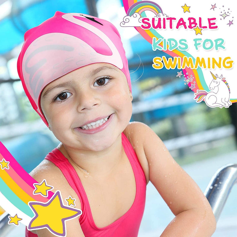 Syhood 3 Pieces Kids Swim Caps Baby Waterproof Bathing Caps Children Cartoon Swimming Hat for Long and Short Hair Kids Boys Girls Toddler Sporting Goods > Outdoor Recreation > Boating & Water Sports > Swimming > Swim Caps Syhood   