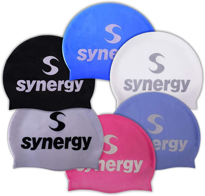 Synergy Silicone Swim Caps 3-Pack Sporting Goods > Outdoor Recreation > Boating & Water Sports > Swimming > Swim Caps Synergy Black/Silver/White BL 3-Pack  