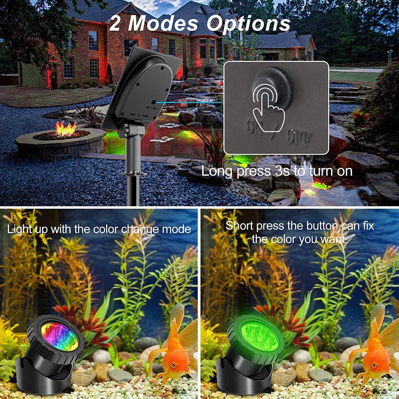 T-SUN Solar Pond Lights, 3 in 1 RGB Color Changing Underwater Pond Lights, Outdoor Waterproof LED Landscape Spotlights for Fish Tank Garden Yard Pool Pond Fountain Waterfall Decoration(3 Head Lamp) Home & Garden > Pool & Spa > Pool & Spa Accessories T-SUN   