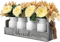 Table Centerpieces for Kitchen,Besuerte Dining Table Wood Floral Modern Decorations Centerpieces for New Home Gift,Wedding Party,4-Blue Ceramic Jars Home & Garden > Decor > Seasonal & Holiday Decorations BING DECOR White jars 4-Jar 