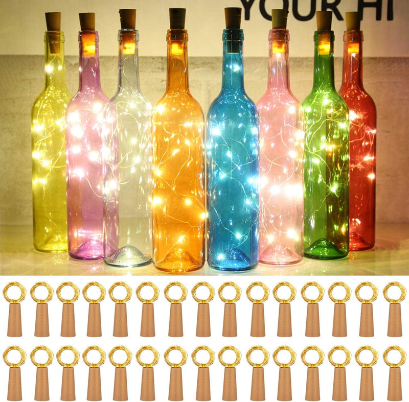 Taiker Wine Bottle Lights with Cork, 30 Pack 20 LED Battery Operated LED Fairy Mini String Lights for DIY, Party, Decor, Christmas, Halloween,Wedding (Warm White)