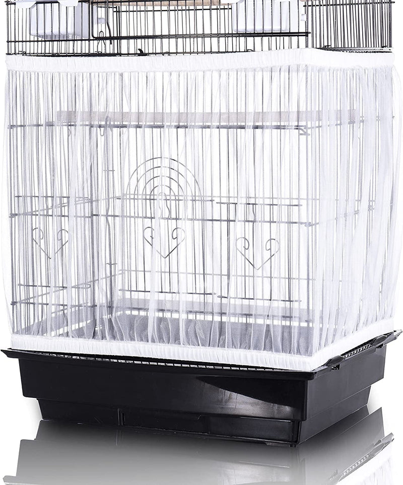 Tamu Style Bird Cage Seed Catcher, Large, Stretchy Form Fitting Mesh Skirt Cover for Parrot Enclosures, Light and Breathable Fabric, Prevent Scatter and Mess, Reusable Animals & Pet Supplies > Pet Supplies > Bird Supplies > Bird Cages & Stands TAMU White  