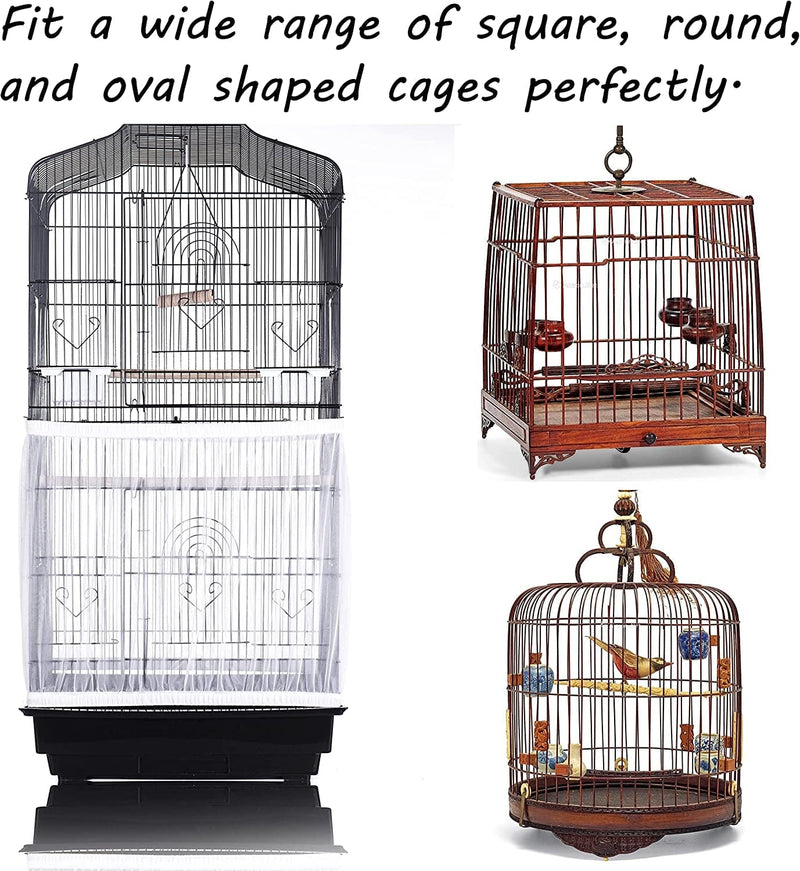 Tamu Style Bird Cage Seed Catcher, Large, Stretchy Form Fitting Mesh Skirt Cover for Parrot Enclosures, Light and Breathable Fabric, Prevent Scatter and Mess, Reusable