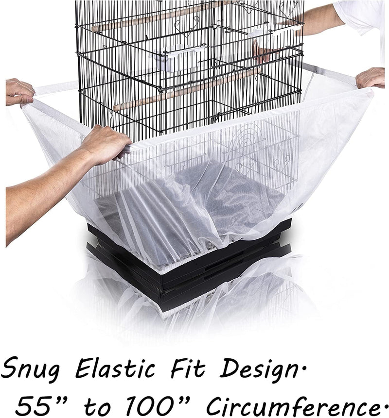 Tamu Style Bird Cage Seed Catcher, Large, Stretchy Form Fitting Mesh Skirt Cover for Parrot Enclosures, Light and Breathable Fabric, Prevent Scatter and Mess, Reusable Animals & Pet Supplies > Pet Supplies > Bird Supplies > Bird Cages & Stands TAMU   