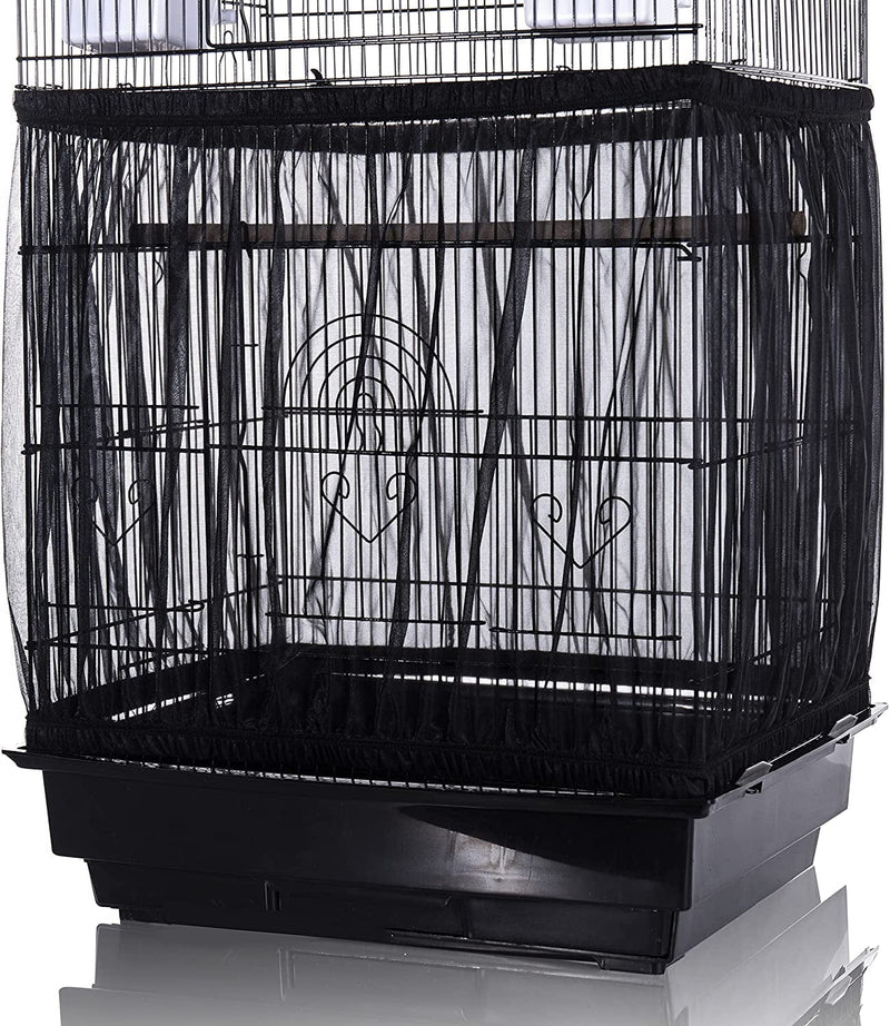 Tamu Style Bird Cage Seed Catcher, Large, Stretchy Form Fitting Mesh Skirt Cover for Parrot Enclosures, Light and Breathable Fabric, Prevent Scatter and Mess, Reusable Animals & Pet Supplies > Pet Supplies > Bird Supplies > Bird Cages & Stands TAMU Black  