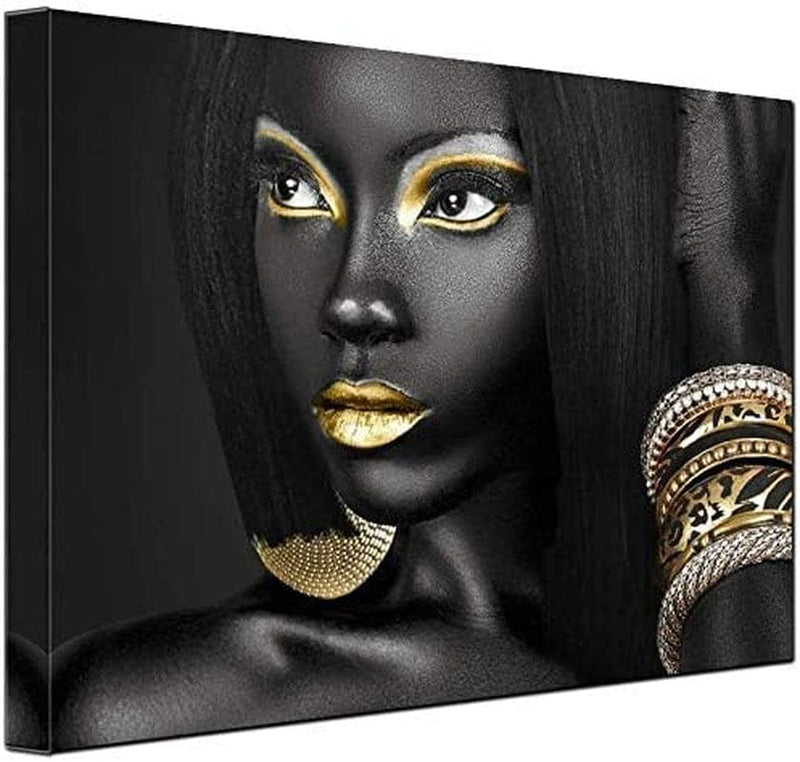 TAOMI Black Woman Portrait Artwork Egyptian Queen Gallery Poster Print Living Room Wall Art African Girl Black and Gold Picture Home Office Decor Bedroom Wall Decor Frame to Hang 12X16Inch Home & Garden > Decor > Artwork > Posters, Prints, & Visual Artwork gold mi 1PC 12x16inch(30x40cm) 