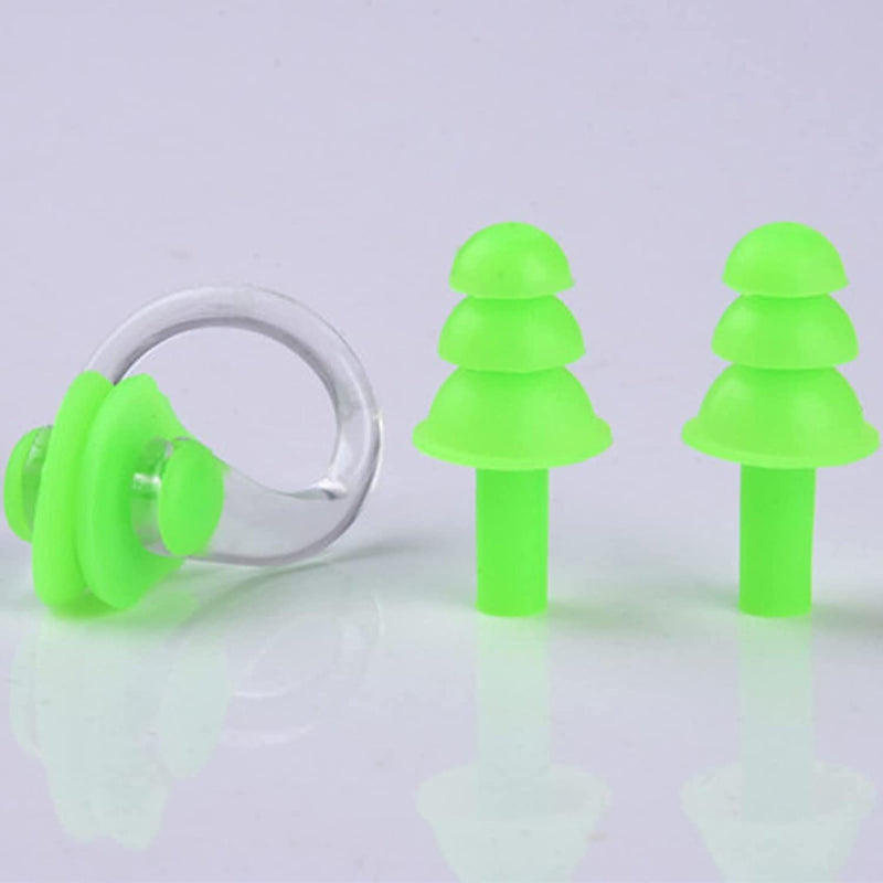 TAOMIAO Waterproof Silicone Swimming Earplugs Nose Clip Plugs, Professional Waterproof Fit Ergonomics Gel Ear Protection for Adults and Kids,Green Sporting Goods > Outdoor Recreation > Boating & Water Sports > Swimming TAOMIAO Green  