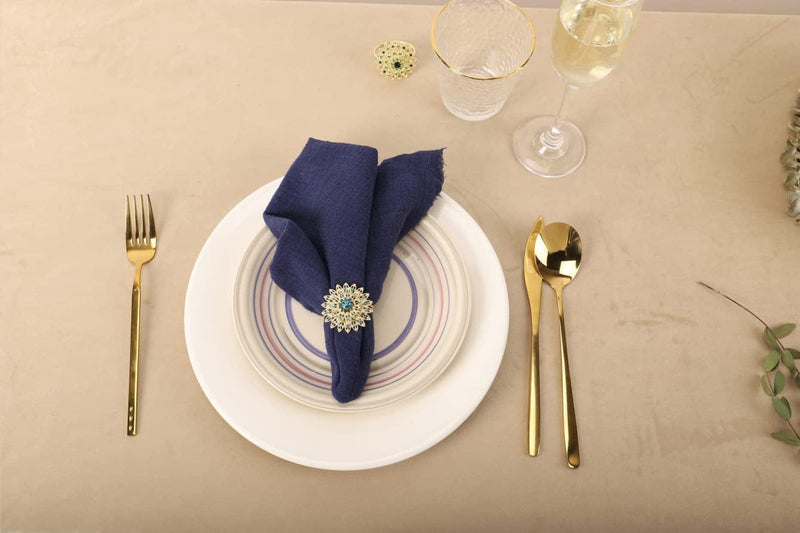 Tayis Metallic Floral Napkin Rings Set of 10, Blue Napkin Ring Holder for Table Decoration,Gorgeous Jewelry Wedding Party, Holiday Dinner Banquet, Pretty Napkin Ring Decor Gifts Home & Garden > Decor > Seasonal & Holiday Decorations Tayis   
