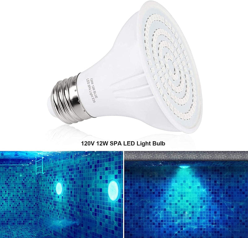 TCEUMIK 120V LED SPA Light Bulb 12W Ocean Dark Blue Bulb for Hot Tub/In-Ground Spa/Underwater Swimming Pool PAR20 E26 Base LED Light Replace up to 100W-300W Bulb for Pentair & Hayward Light Fixtures Home & Garden > Pool & Spa > Pool & Spa Accessories XIUBE   