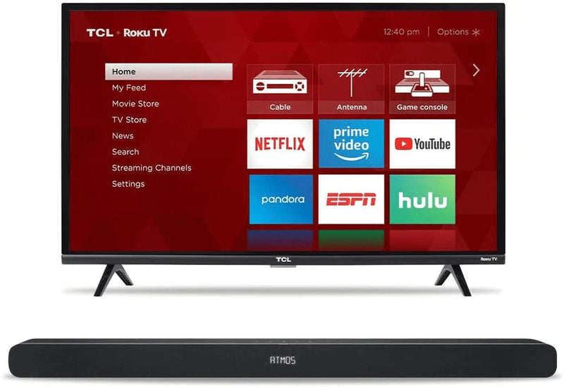 TCL 32-inch 1080p Roku Smart LED TV - 32S327, 2019 Model Electronics > Video > Televisions TCL TV w/ 8i Sound Bar 32-Inch 1080p 